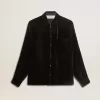 Camicia nera effetto velluto con ricami