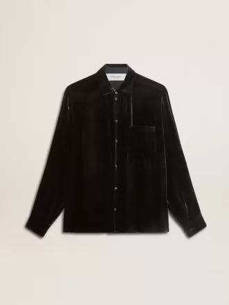 Camicia nera effetto velluto con ricami