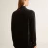 Camicia nera effetto velluto con ricami