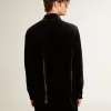Camicia nera effetto velluto con ricami