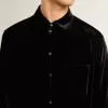 Camicia nera effetto velluto con ricami