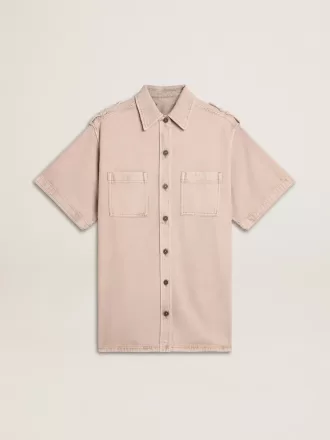 Camicia oversize da donna in denim tinto rosa