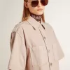 Camicia oversize da donna in denim tinto rosa Camicia oversize da donna in denim tinto rosa