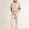 Camicia oversize da donna in denim tinto rosa Camicia oversize da donna in denim tinto rosa
