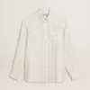 Camicia oversize da uomo bianco consumato con righe verticali Camicia oversize da uomo bianco consumato con righe verticali