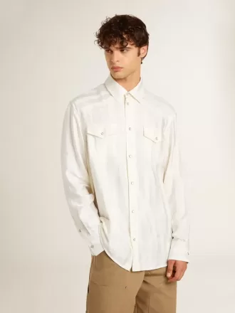 Camicia oversize da uomo bianco consumato con righe verticali