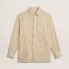 Camicia oversize in pizzo trasparente color crema