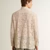 Camicia oversize in pizzo trasparente color crema