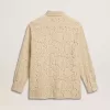 Camicia oversize in pizzo trasparente color crema