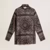 Camicia pigiama in grigio antracite con stampa paisley Camicia pigiama in grigio antracite con stampa paisley