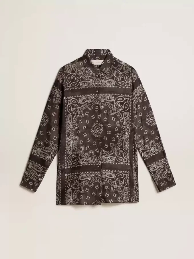 Camicia pigiama in grigio antracite con stampa paisley Camicia pigiama in grigio antracite con stampa paisley