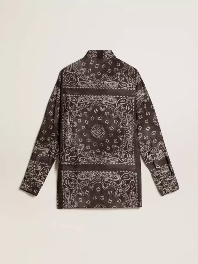 Camicia pigiama in grigio antracite con stampa paisley Camicia pigiama in grigio antracite con stampa paisley