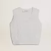 Canotta da donna senza maniche in maglia azzurro baby Canotta da donna senza maniche in maglia azzurro baby