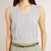 Canotta da donna senza maniche in maglia azzurro baby Canotta da donna senza maniche in maglia azzurro baby