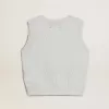 Canotta da donna senza maniche in maglia azzurro baby Canotta da donna senza maniche in maglia azzurro baby