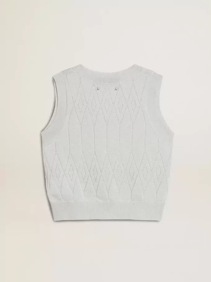 Canotta da donna senza maniche in maglia azzurro baby Canotta da donna senza maniche in maglia azzurro baby