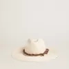 Cappello fedora color pergamena con fascia in pelle Cappello fedora color pergamena con fascia in pelle