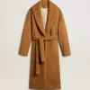 Cappotto da donna con collo a scialle color tabacco Cappotto da donna con collo a scialle color tabacco