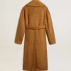 Cappotto da donna con collo a scialle color tabacco Cappotto da donna con collo a scialle color tabacco