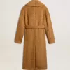 Cappotto da donna con collo a scialle color tabacco Cappotto da donna con collo a scialle color tabacco