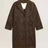Cappotto da donna monopetto in lana con motivo jacquard Cappotto da donna monopetto in lana con motivo jacquard