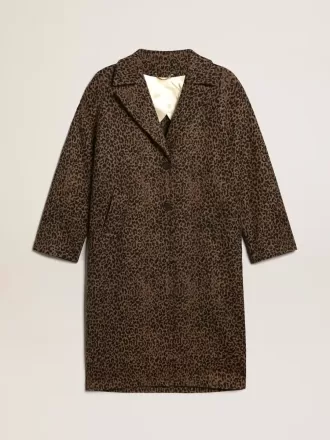 Cappotto da donna monopetto in lana con motivo jacquard