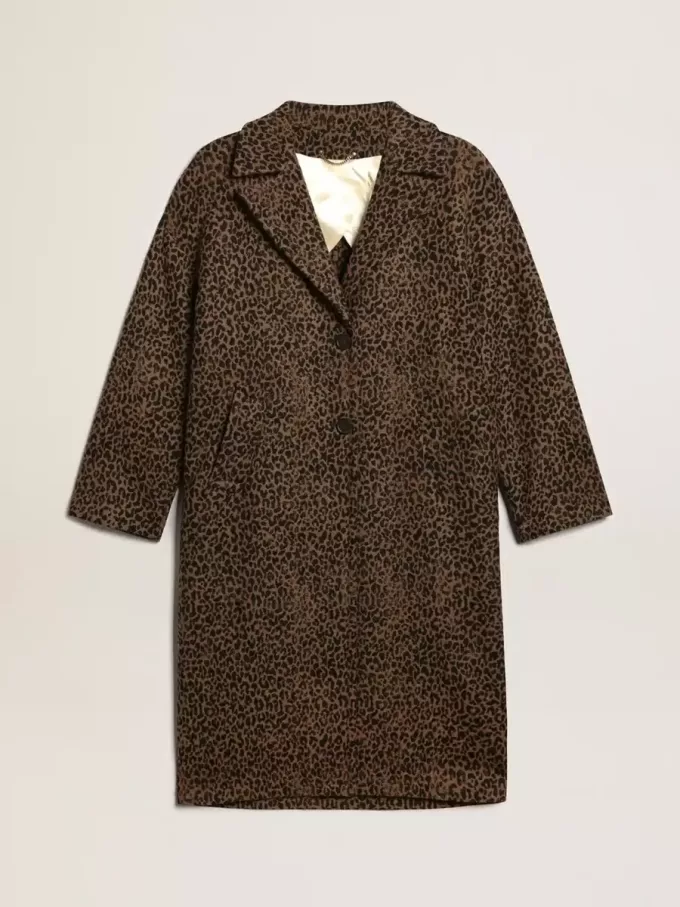 Cappotto da donna monopetto in lana con motivo jacquard Cappotto da donna monopetto in lana con motivo jacquard