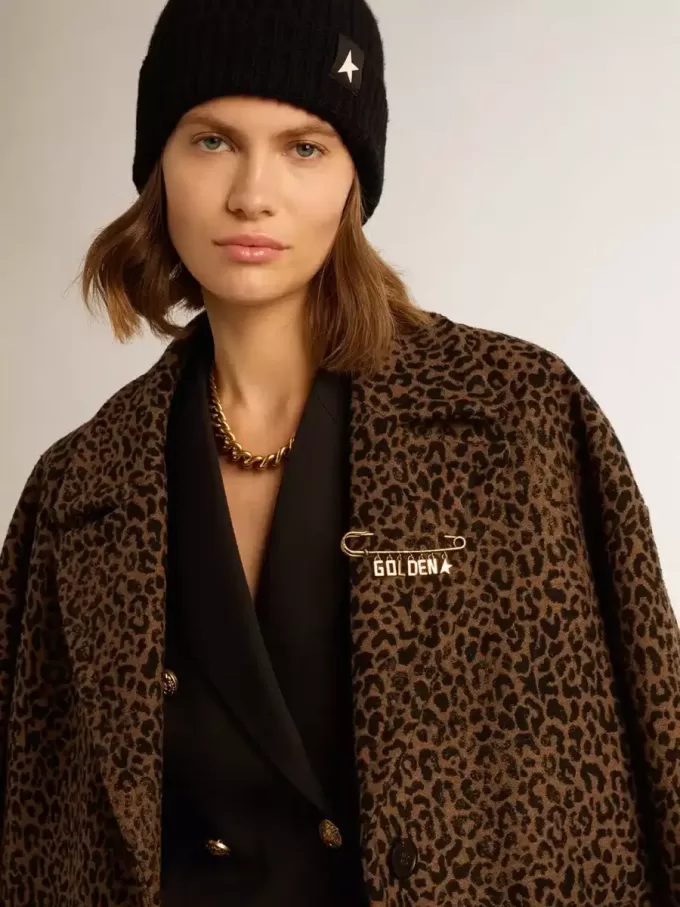Cappotto da donna monopetto in lana con motivo jacquard Cappotto da donna monopetto in lana con motivo jacquard