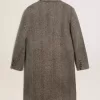 Cappotto da uomo monopetto in lana con trama a spina di pesce beige e grigia Cappotto da uomo monopetto in lana con trama a spina di pesce beige e grigia