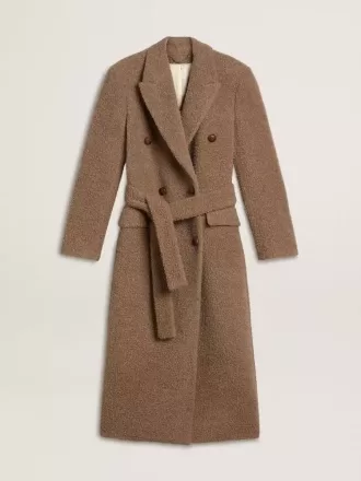 Cappotto doppiopetto da donna in misto lana beige Cappotto doppiopetto da donna in misto lana beige