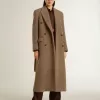 Cappotto doppiopetto da donna in misto lana beige Cappotto doppiopetto da donna in misto lana beige