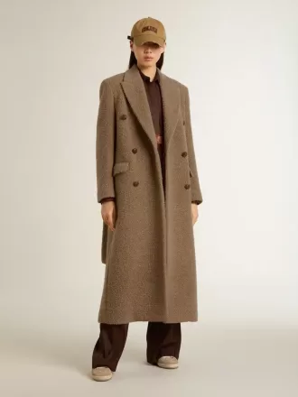 Cappotto doppiopetto da donna in misto lana beige Cappotto doppiopetto da donna in misto lana beige