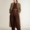 Cappotto doppiopetto da donna in misto lana beige Cappotto doppiopetto da donna in misto lana beige
