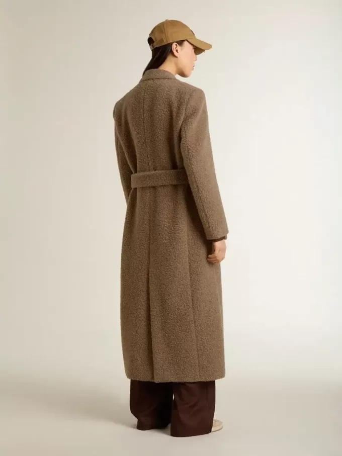 Cappotto doppiopetto da donna in misto lana beige Cappotto doppiopetto da donna in misto lana beige