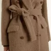 Cappotto doppiopetto da donna in misto lana beige Cappotto doppiopetto da donna in misto lana beige