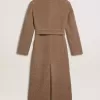 Cappotto doppiopetto da donna in misto lana beige Cappotto doppiopetto da donna in misto lana beige