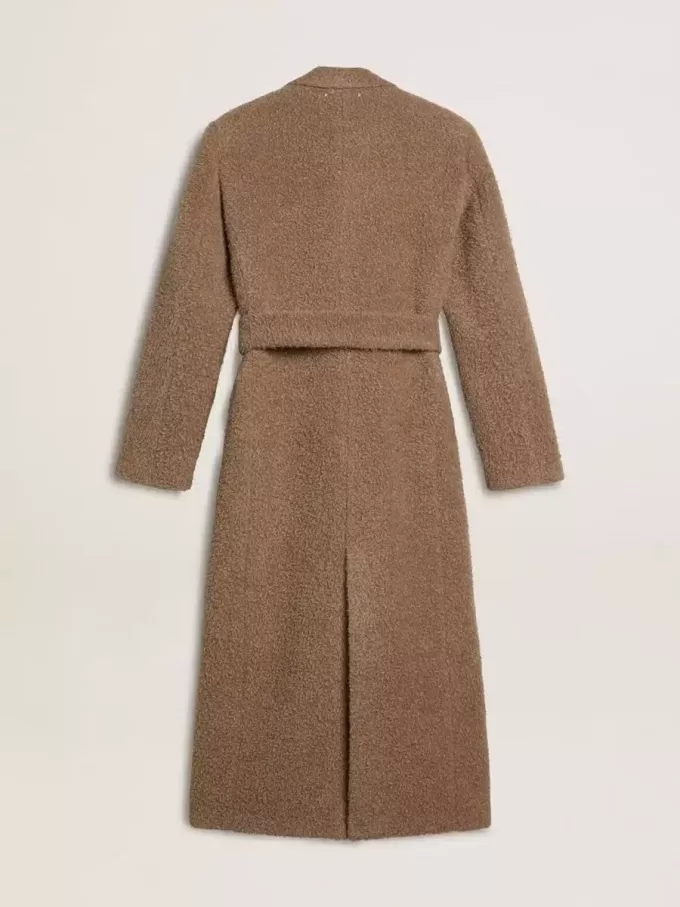 Cappotto doppiopetto da donna in misto lana beige Cappotto doppiopetto da donna in misto lana beige