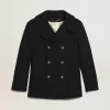 Cappotto doppiopetto da uomo in lana blu scuro con bottoni dorati Cappotto doppiopetto da uomo in lana blu scuro con bottoni dorati