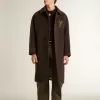 Cappotto Journey monopetto da uomo in misto lana stropicciata con spilla floreale Cappotto Journey monopetto da uomo in misto lana stropicciata con spilla floreale