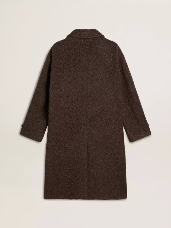Cappotto Journey monopetto da uomo in misto lana stropicciata con spilla floreale Cappotto Journey monopetto da uomo in misto lana stropicciata con spilla floreale