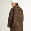 Cappotto monopetto da bambina in lana con stampa animalier jacquard