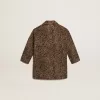 Cappotto monopetto da bambina in lana con stampa animalier jacquard