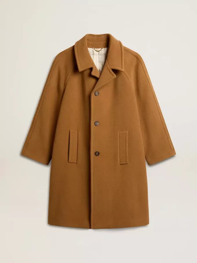 Cappotto monopetto da uomo color tabacco