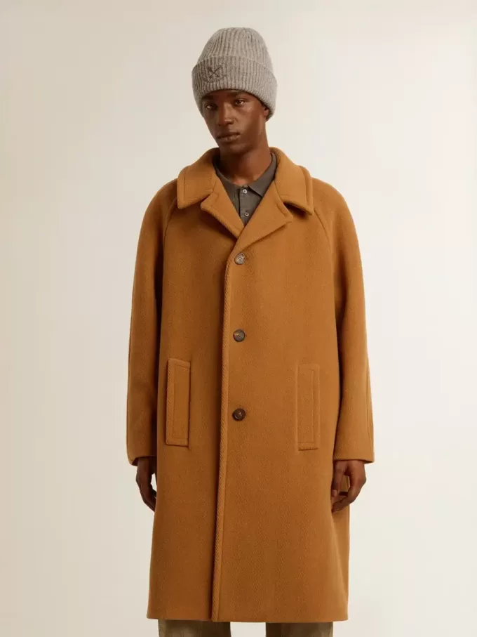 Cappotto monopetto da uomo color tabacco