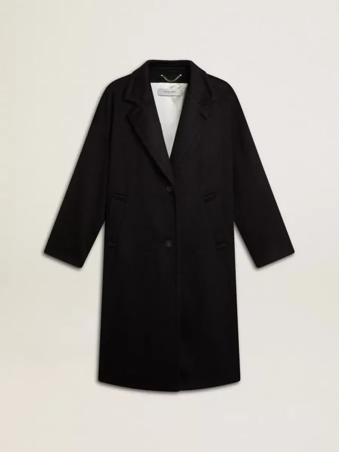 Cappotto nero monopetto da donna Cappotto nero monopetto da donna