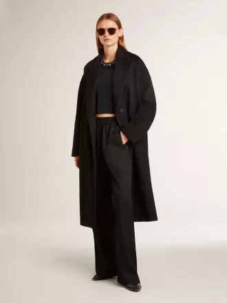Cappotto nero monopetto da donna Cappotto nero monopetto da donna