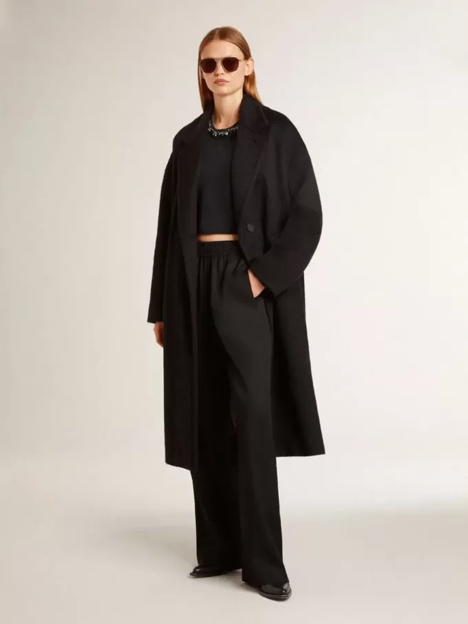 Cappotto nero monopetto da donna Cappotto nero monopetto da donna