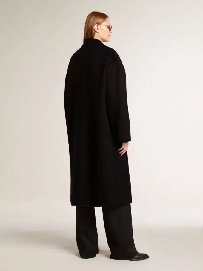 Cappotto nero monopetto da donna Cappotto nero monopetto da donna