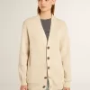 Cardigan da donna beige con scritta “Golden” sul retro