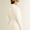 Cardigan da donna in cotone color crema con ricami floreali Cardigan da donna in cotone color crema con ricami floreali